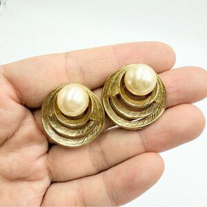 Vintage Gold Plated Faux Pearl Earrings